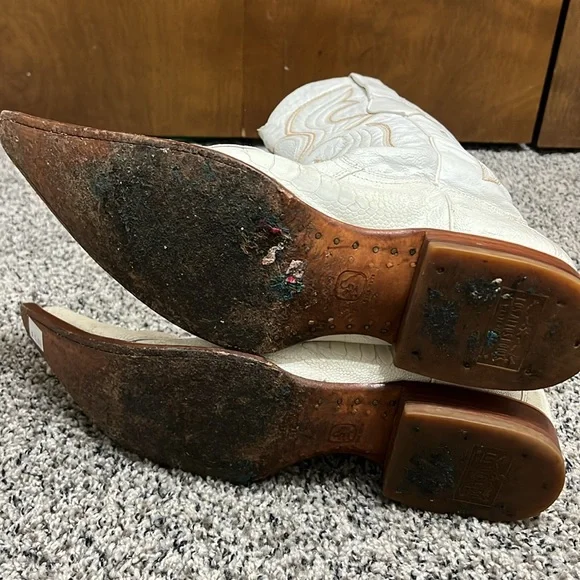 Los Altos Women’s Cowboy Boots Genuine Ostrich 3X Toe White Boots - Picture 9 of 10